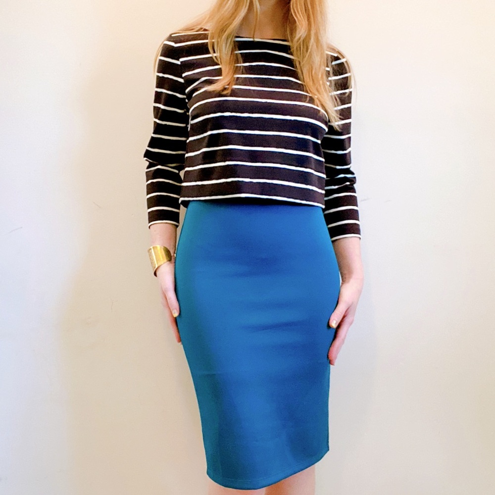 Forever 21 teal bodycon pencil skirt